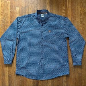 Cinch Western Geometric Button Down | XL | Blue/Navy/Orange